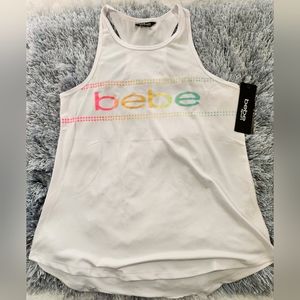 Bebe Sport White Logo Racerback Tank Top